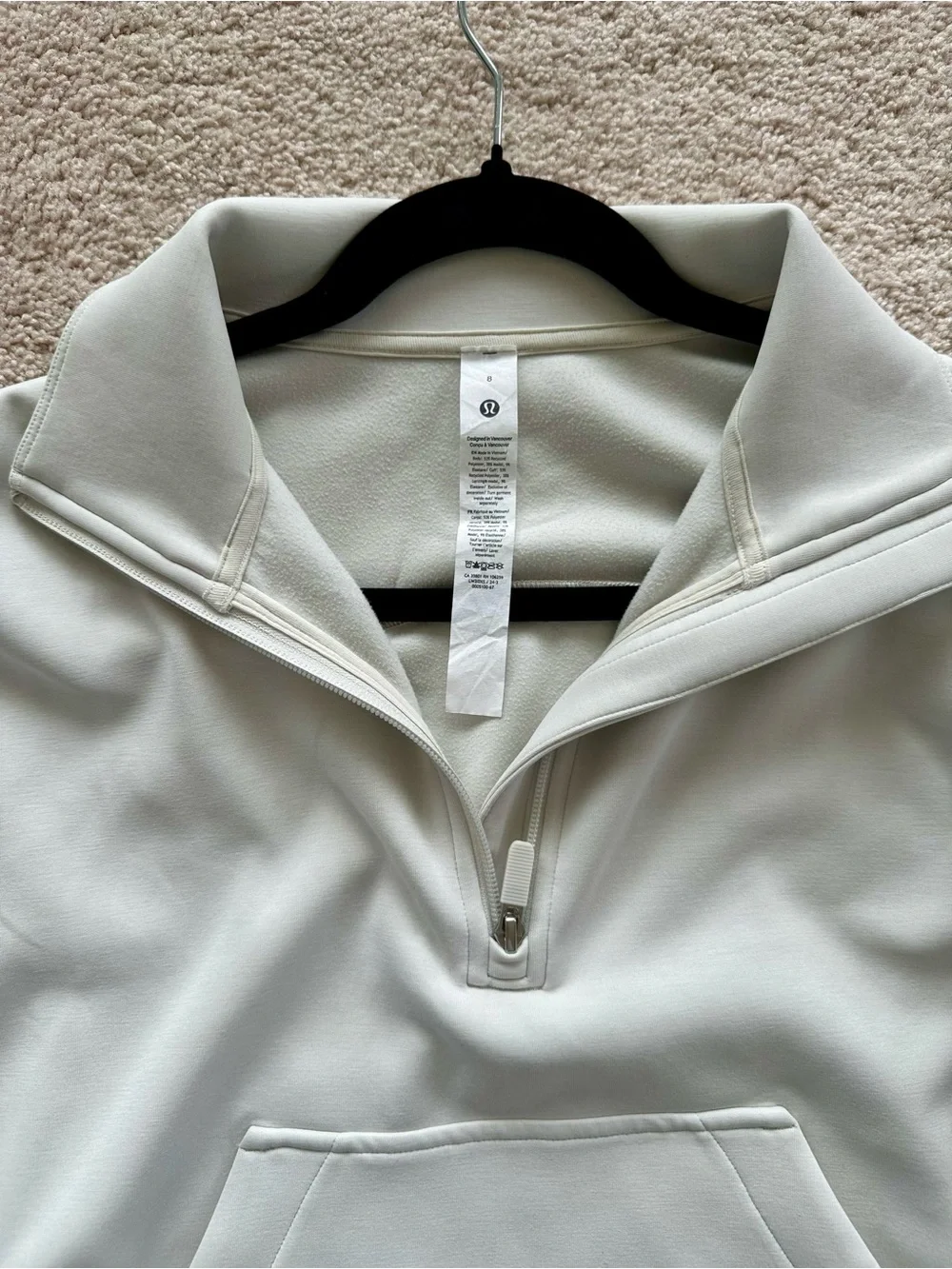 Lululemon Athletica Cream Half-Zip Softstrwam Pullover